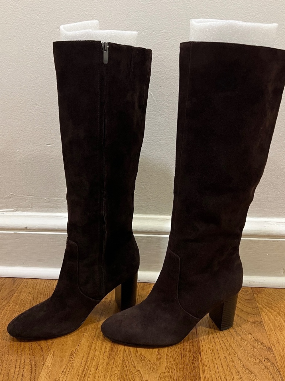 Nine West Otton Dark Brown Suede Leather Heeled Dress Boots, Size 9.5M
